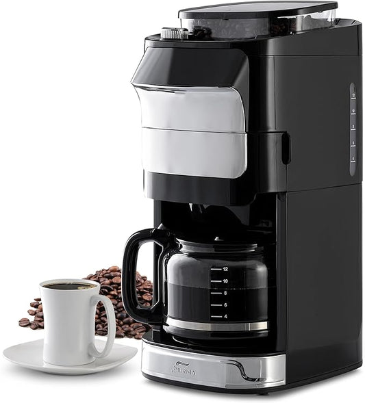 12-Cup Digital Drip Coffee Maker with Built-In Burr Grinder | Programmable Coffee Machine | Reusable Filter and Refillable Water Tank | Warming Plate with Glass Coffee Pot