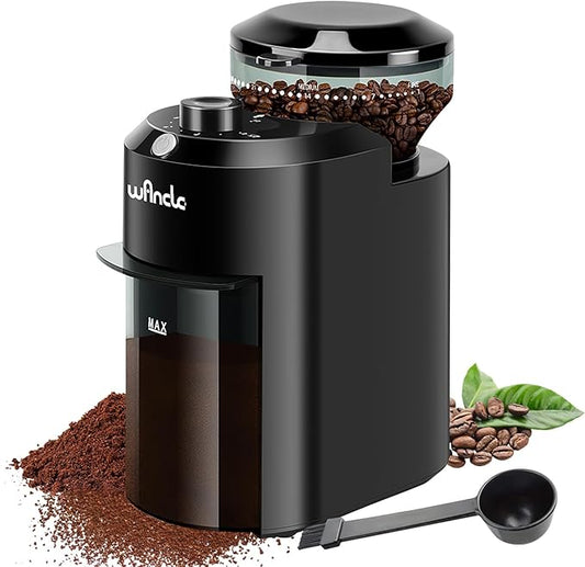 Wancle Electric Burr Coffee Grinder - Adjustable with 28 Precise Grind Settings for 12 Cups - Professional Coffee Bean Grinder (Plastic, Black)