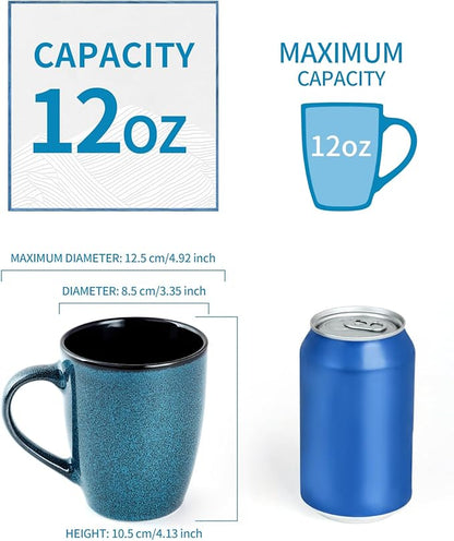 Ceramic Mugs 12oz,Large Ceramic Coffee Cups for Men, Women, Dad, Mom, Modern Coffee Mugs With Handle For Tea,Latte,Cappuccino,Cocoa. (Green 1 Pack)