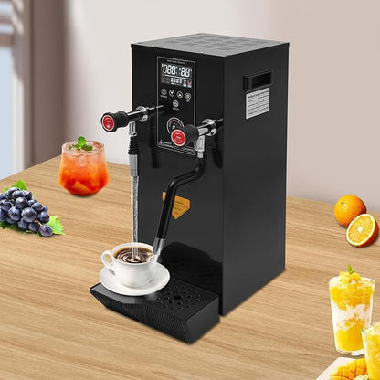 12L Hot Water Boiler,Full-Automatic Steam Boiling Water Frothing Machine,Commercial Milk Frother,Electric Steam Milk Foam Maker with LCD Display for Cafe Coffee Tea Shop (12L Black)