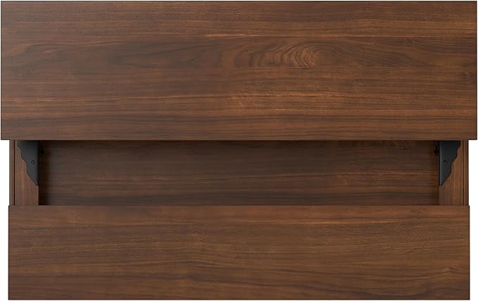 SIMPLIHOME Hunter Lift Top Coffee Table - 48 inch Wide Solid Walnut Veneer and Metal Industrial Cocktail Table, Functional Living Room Table with 2 Storage Cubbies and Hairpin Legs