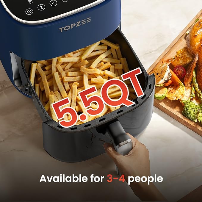 Air Fryer 12-in-1, Compact & Large 5.5-Qt Airfryer, 100-400℉ Precise Heat, 360°Hot Air Circulation, 95% Less Oil, Quick Easy Meals, Bake, Dry, Reheat, Frozen, Broil, Proof