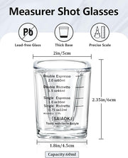 Shot Glasses Measuring Cup Set 2PACK Espresso Shot Glasses Liquid Heavy Glass 2oz/60ml(Black)