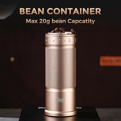 Bincoo Manual Coffee Grinder with Foldable Handle– External Setting Hand Coffee Grinder with Steel Burr,Compact and Portable for Home/Travel/Camping(Champagne)