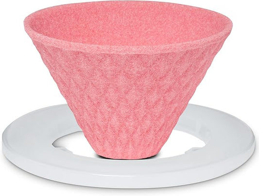 Ceramic Reusable Coffee Filter Pour Over Dripper Paperless Sustinable ekubo one drip 1-2 Cup Made in Japan (Pink)
