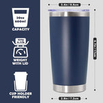 Load image into Gallery viewer, 20oz Tumbler Bulk Stainless Steel Tumbler Cup with Lid Vacuum Insulated Double Wall Travel Mug, Durable Powder Coated Travel Coffee Tumbler Mug for Hot &amp; Cold Drinks, Navy,12 Pack