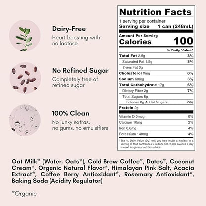 Pop & Bottle, Classic and Matcha Oat Milk Lattes - Reishi and Maitake Mushrooms, Green Tea, Cold Brew, Coffee Berry, MCT Oil, Organic, Dairy & Gluten Free, Vegan - 8 Fl Oz, (Pack of 12), 6 Each