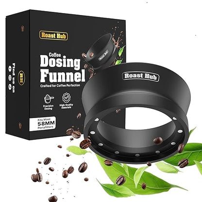 58mm Magnetic Dosing Funnel for Portafilter Espresso Machine ~ High Strength 12 Magnet Design ~ Fits Most Express Coffee Machines ~ Home Barista Espresso Portafilter Adapter ~ UK Brand