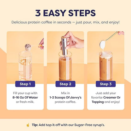Salted Caramel Protein Iced Coffee - Premium Whey Protein & Instant Iced Coffees - 100% Natural Cold Brew Coffee - Zero Artificial Flavors & Sweeteners, 80 mg Caffeine, 0g of Sugar, 20 Servings