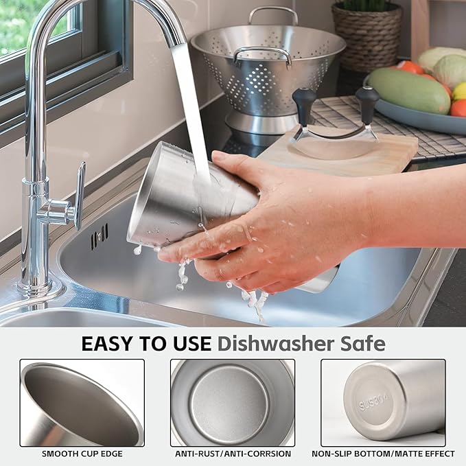 5 Pack 18.6oz Stainless Steel Insulated Cup, Double Wall Vacuum Small Metal Cup, Reusable Camping Cups Unbreakable Indoor Outdoor for Party, Home, Office, BBQ, Sliver