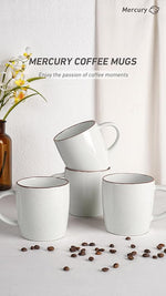 Load image into Gallery viewer, famiware Mercury Coffee Mugs 13 oz, Coffee Mugs Set of 4 with Handle, Cups for Latte, Hot Tea, Cappuccino, Mocha, Cocoa, White