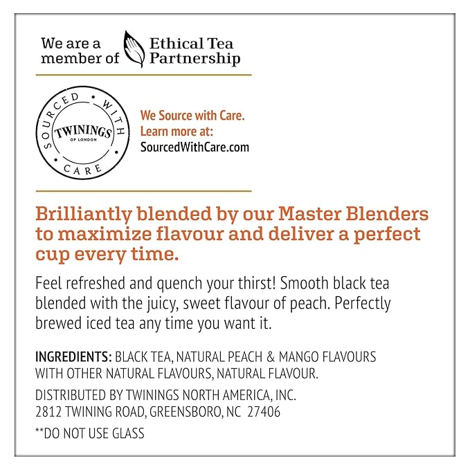 Twinings Brew Over Ice Unsweetened Peach Black Iced Tea K-Cup Pods for Keurig, 24 Count (Pack of 1), Caffeinated