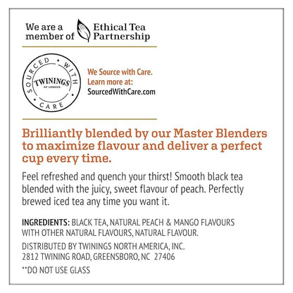 Twinings Brew Over Ice Unsweetened Peach Black Iced Tea K-Cup Pods for Keurig, 24 Count (Pack of 1), Caffeinated