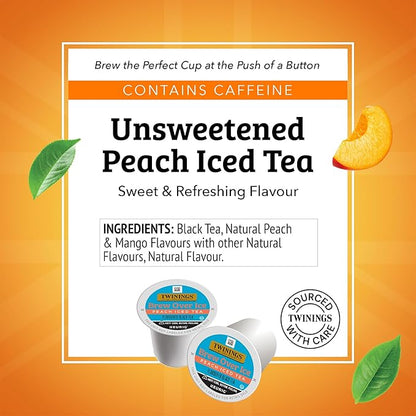 Twinings Brew Over Ice Unsweetened Peach Black Iced Tea 72 K-Cup Pods for Keurig, 12 Count (Pack of 6), Caffeinated