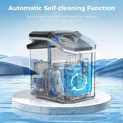 AGLUCKY Nugget Ice Maker Countertop, Portable Crushed Ice Maker Machine with Handle, 35lbs/24H, One-Click Operation, Self Cleaning Ice Machine for Home/Kitchen/Office(Stainless Steel)