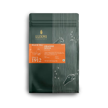 Luxmi Estates Orange Spice Black Tea 50 Tea Bags (100g) Pack | Certified Organic Black Tea | Smooth, Flavorful, Robust, Caffeinated | Darjeeling Tea from India | 50 Cups Bulk Pack