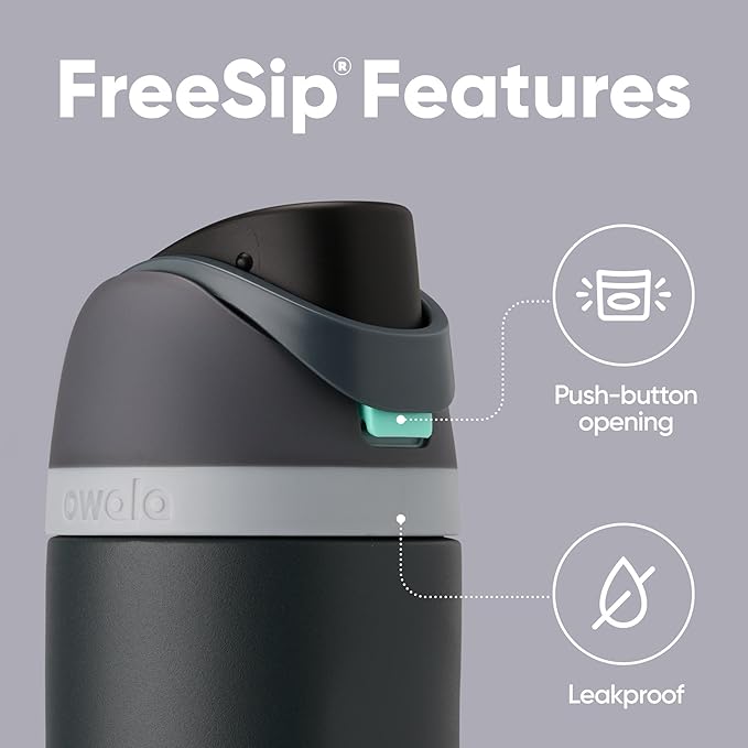 Owala FreeSip Insulated Stainless Steel Water Bottle with Straw for Sports and Travel, BPA-Free, 24oz, Foggy Tide