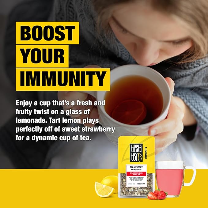 Tiesta Tea - Strawberry Lemonade, Loose Leaf, Strawberry Lemon Herbal Tea, Premium Non-Caffeinated Fruit Blend, Make Hot or Iced & Brews Up to 25 Cups, 2 Ounce Resealable Pouch