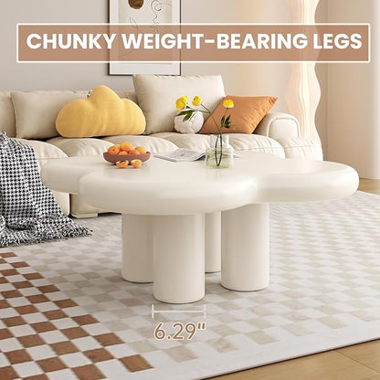 Cloud Coffee Table with 4 Legs, Modern Coffee Table, Irregular Center Table for Living Room, Bedroom, Office, Small Spaces, Easy to Assemble