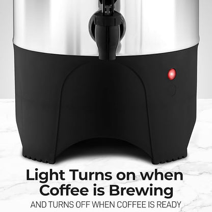 Zulay Commercial Coffee Maker Stainless Steel - Coffee Urn With Twist-Lock Lid & Cool-Touch Handles - Quick-Brewing Coffee Maker With Keep-Warm Mode For Events & Catering - 45 Cup Silver