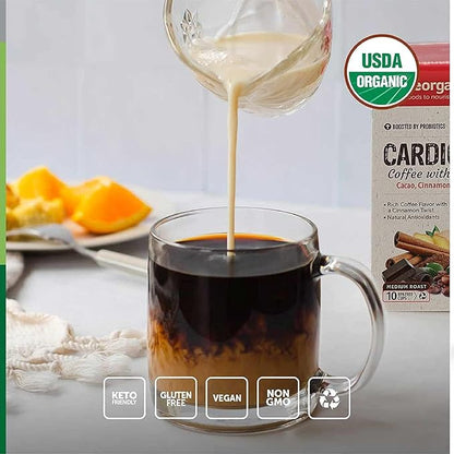 Energizing Organic Coffee Pods – Medium Roast with Superfoods & Probiotics – Infused with Maca, Guarana, Cordyceps Mushroom Extract, Schisandra – Vegan, Gluten-Free - 10 Recyclable Single Serve K-Cups - 6 Pack