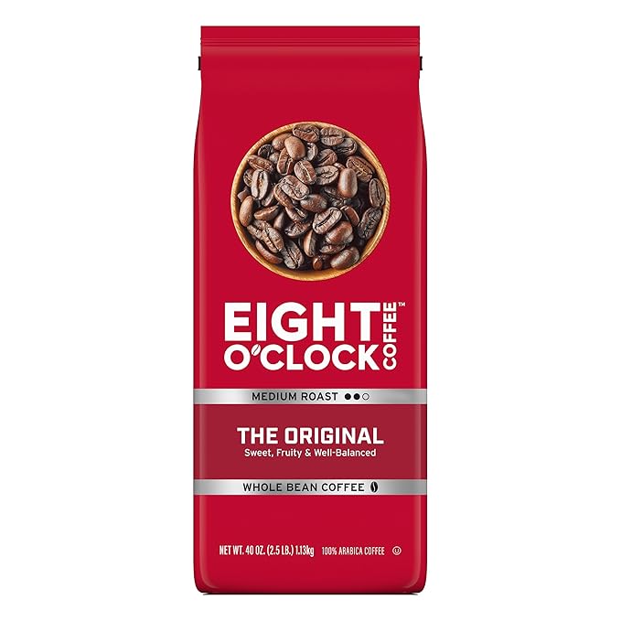 Eight O'Clock Coffee The Original Whole Bean Coffee, Medium Roast, 40 Ounce (Pack of 1) - Sweet, Fruity, Well Balanced