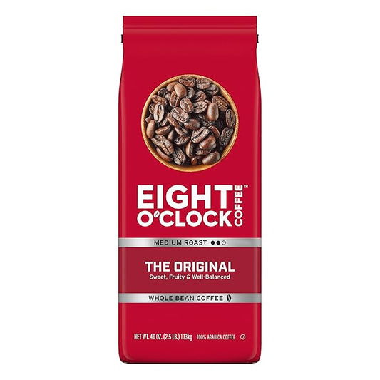 Eight O'Clock Coffee The Original Whole Bean Coffee, Medium Roast, 40 Ounce (Pack of 1) - Sweet, Fruity, Well Balanced