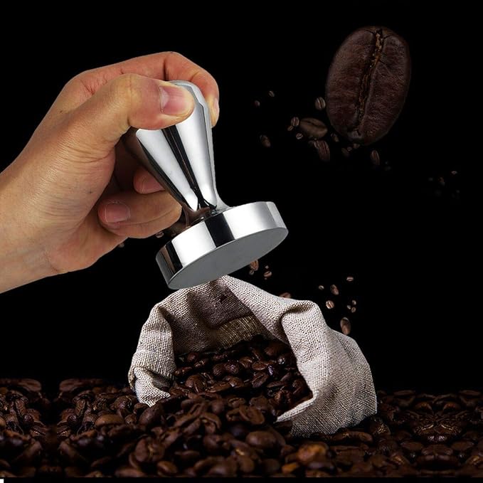 58MM Coffee Tamper, Espresso Press with Silicone Tamper Mat, Stainless Steel Coffee Press for Coffees Grounds Barista Espresso Machines Accessory