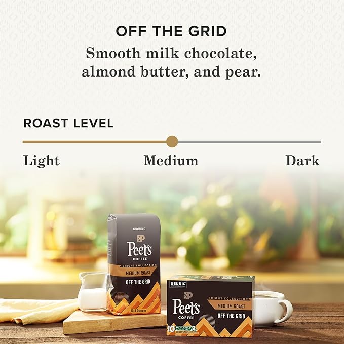 Peet's Coffee, Medium Roast Keurig K-Cup Pods - Off The Grid, 60 Count (6 Boxes of 10 K-Cup Pods)