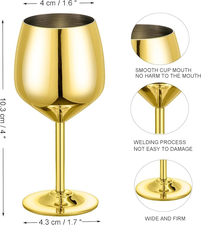 Shot Glasses, 2 oz Shot Glass Set, Stainless Steel Shot Glasses, Mini Wine Glass Perfect for Tasting Brandy,Suitable for party supplies, bar tools, gifts(set of 2) (Gold)