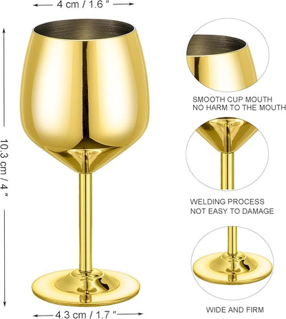 Shot Glasses, 2 oz Shot Glass Set, Stainless Steel Shot Glasses, Mini Wine Glass Perfect for Tasting Brandy,Suitable for party supplies, bar tools, gifts(set of 2) (Gold)