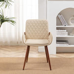 Load image into Gallery viewer, LUNLING Mid Century Modern Faux Leather Dining Room Chairs Set of 4 Upholstered Seat Metal Legs Chairs Cream White Faux Leather Kitchen Chair Reception Room Chair 4PCS