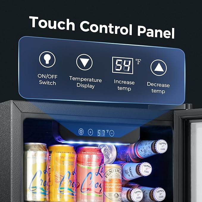 Kismile 1.3 Cu.ft Beverage Refrigerator and Cooler,12 Bottle 48 Can Mini Fridge Glass Door, Digital Temperature Display for Soda, Beer or Wine, Small Drink Dispenser Cooler for Home, Office, Bar