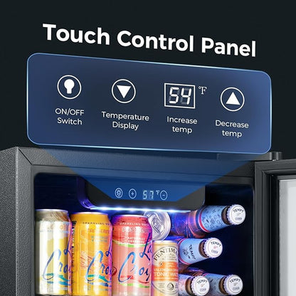 Kismile 1.3 Cu.ft Beverage Refrigerator and Cooler,12 Bottle 48 Can Mini Fridge Glass Door, Digital Temperature Display for Soda, Beer or Wine, Small Drink Dispenser Cooler for Home, Office, Bar