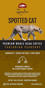 Load image into Gallery viewer, Whole Bean Coffee Spotted Cat Tanzanian Peaberry 3/4 lb 340 grams