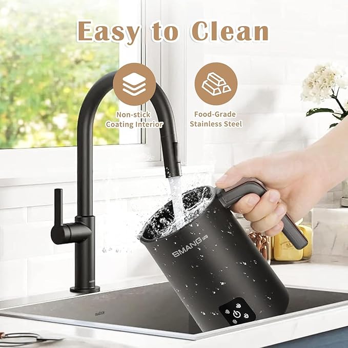 Electric Milk Frother, 4 in 1 Milk Steamer, 11.8oz/350ml Automatic Hot and Cold Foam Maker for Coffee, Latte, Cappuccino, Macchiato, Hot Chocolate, Stainless Steel Body, Matte Black