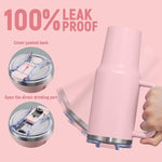 Load image into Gallery viewer, 40 oz Tumbler with Handle and Straw Lid,Insulated Reusable Stainless Steel Water Bottle Travel Mug，Cupholder Friendly Double Wall Vacuum Sealed Cup (Pink)
