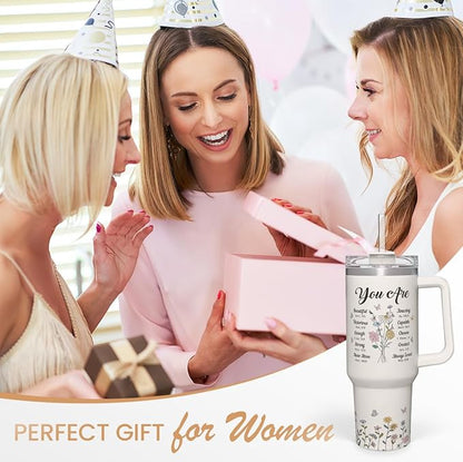 SANDJEST Christian Gifts for Women, Inspiration Gifts Tumbler 40oz Stainless Steel Insulated with Handle and Straw - Mother's Day Birthday Religious Gifts for Mom, Friend, Sister, Grandma