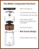 Load image into Gallery viewer, ZENS Modern Glass Infuser Teapot, One Touch Tea Maker for Loose Leaf Tea with Insulated Mug and Portable Case. Enchanted Pot Alternatives for Tea Lover Gifts