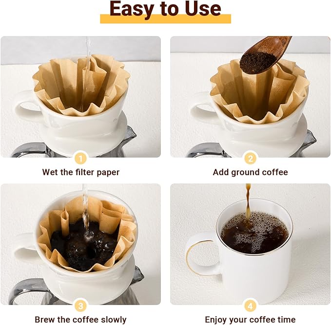 Segarty 200 Count Natural Unbleached Brown Coffee Filters Disposable, 1-2 Cup Small Paper-made Basket Filters, 6.1in Filters for Pour Over Maker Dripper, Suitable for Coffee Bar Home Office Cafeteria