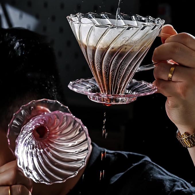 Bincoo Pour Over Coffee Maker Set with Dripper Size 01,Borosilicate Glass Coffee Server 400ML with Paper Filter,Pour Over Coffee Dripper Carafe for Home Cafe Restaurant Camping