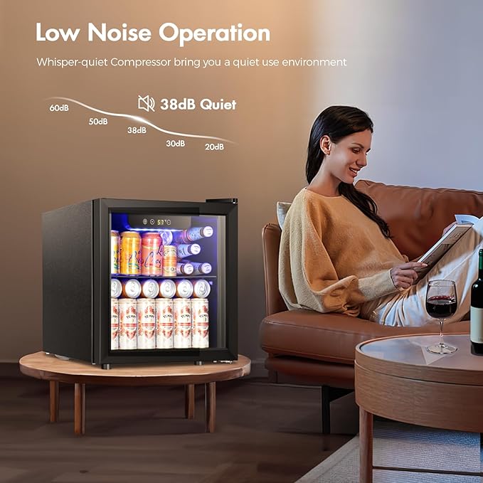 Kismile 1.3 Cu.ft Beverage Refrigerator and Cooler,12 Bottle 48 Can Mini Fridge Glass Door, Digital Temperature Display for Soda, Beer or Wine, Small Drink Dispenser Cooler for Home, Office, Bar