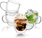 Load image into Gallery viewer, Set of 4 Double Walled Glass Coffee Mugs 6 Ounces Insulated Layer Coffee Cups with Handle Borosilicate Glass Espresso Cup for Hot Beverage,Cappuccino,Tea,Latte,Wine,Microwave Safe