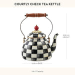 Load image into Gallery viewer, MACKENZIE-CHILDS Enamel Tea Kettle, Stylish Tea Kettle for Stovetop, Black-and-White Courtly Check, 2 Quarts