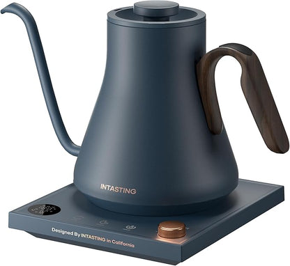 Electric Kettle, Gooseneck Electric Kettle, ±1℉ Precise Temperature Control, Stainless Steel Interior, Quick Heating for Pour Over Coffee, Tea & Boiling Water, 0.9L (Navy Blue)