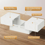 Load image into Gallery viewer, White Marble Coffee Table with Large Storage, Farmhouse Center Table for Living Room Mesas De Centro para Salas Modernas Nesting Modern Coffee Table for Reception Room