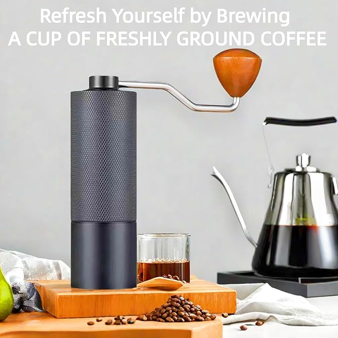 Manual Coffee Grinder Hand Adjustable Burr Conical Stainless Steel Grinder Portable Mill Faster Grinding for Espresso Pourover Frenchpress Moka Americano for Office Home Traveling Camping