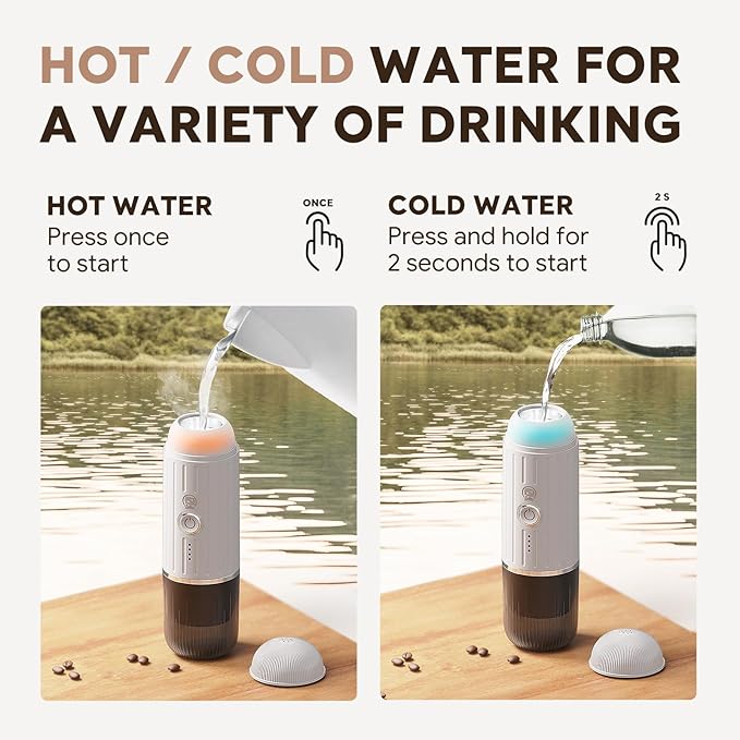 Portable Electric Espresso Coffee Maker, Fast self-heating 2 IN 1 Extraction System Espresso Machine, Support Ground Coffee and NS capsule, for Travel,Car,Hiking,Climbing,Rich Crema（White）