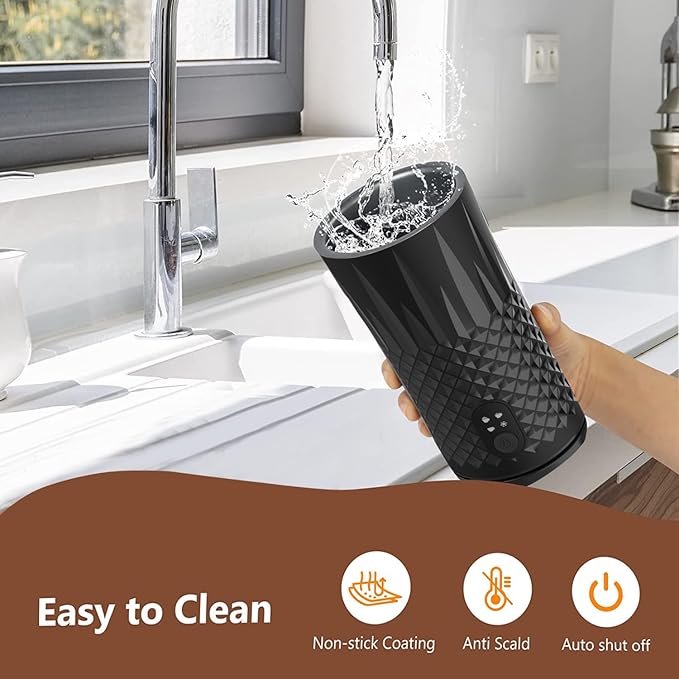 Milk Frother Electric,Flevo 4 in 1 Electric Milk Frother and Steamer,240ml Electric Milk Steamer Warmer with Two Whisks for Heating and Frothing Milk,for Coffee, Latte,Cappuccinos,Macchiato