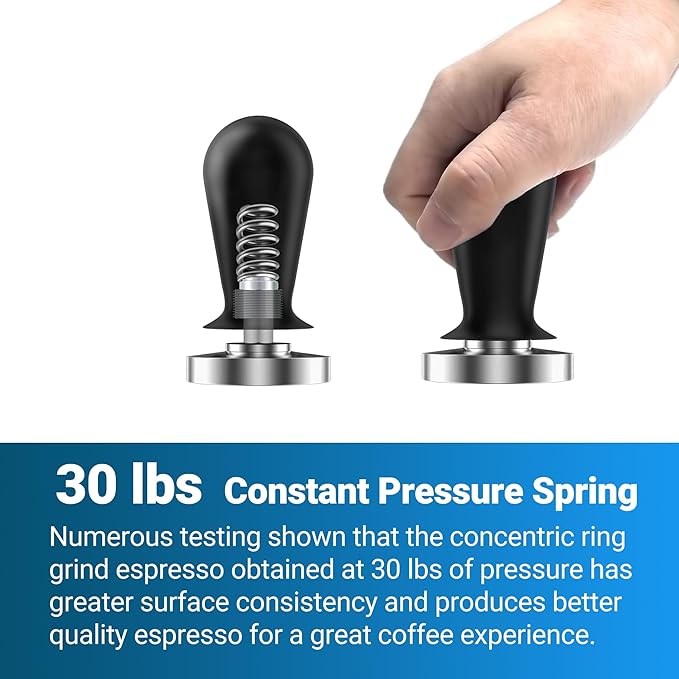 53mm Espresso Tamper Barista Calibrated Coffee Tampers with 30lbs Spring Loaded Stainless Steel Base Anodized Aluminum Handle